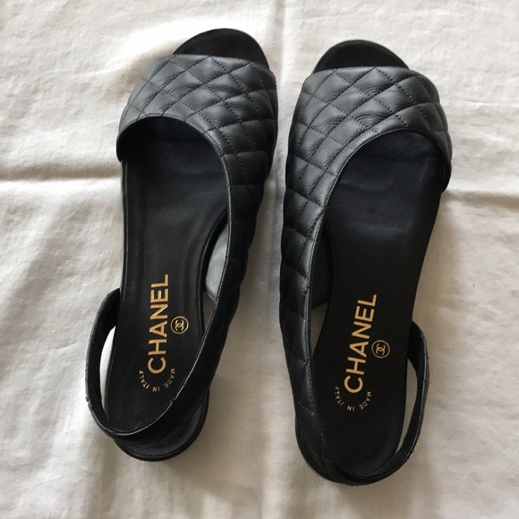 CHANEL Shoes - - Chanel sling back slide with cc on strap
